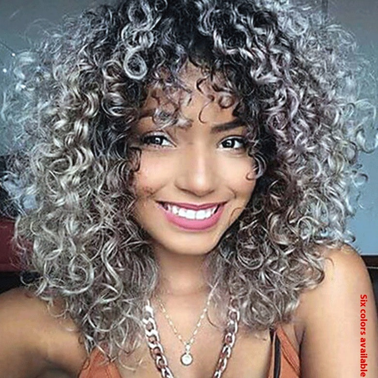 Multicolor African Small Roll Afro Wig