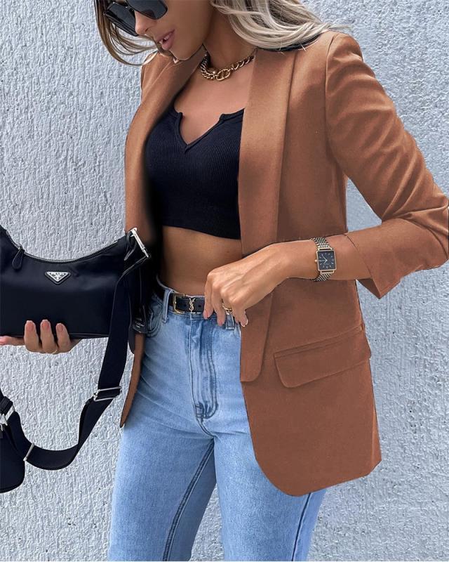 Solid Color Waistcoat & Wide-Leg Pants Suit