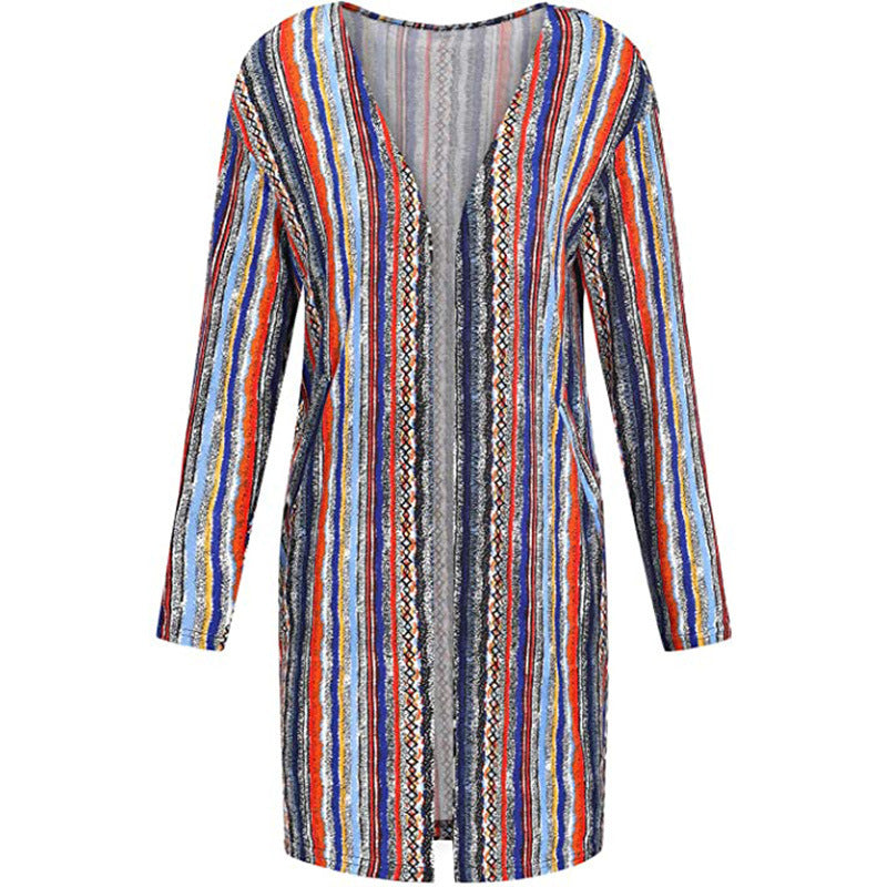 Trendy Women's Striped Cardigan Jacket