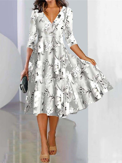Loose Knitted V-Neck Dress