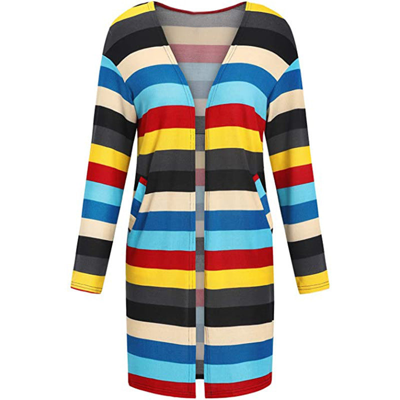 Trendy Women's Striped Cardigan Jacket