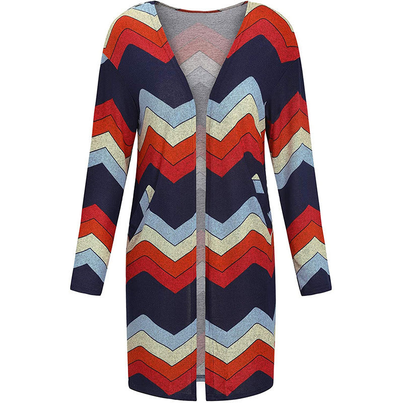 Trendy Women's Striped Cardigan Jacket