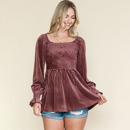 Women Casual Puff Long Sleeve Shirt