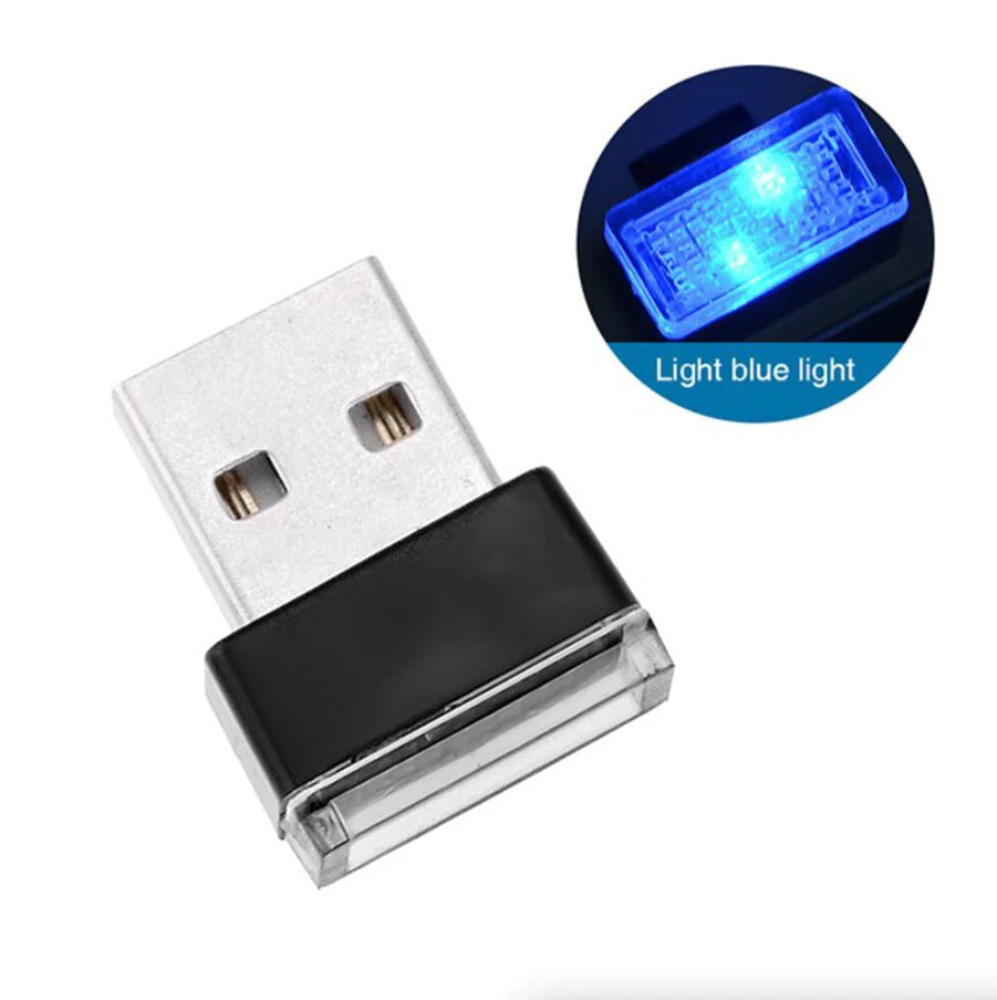 3x Mini Blue LED USB Car Interior Light Neon Atmosphere Ambient Lamp Accessories